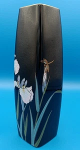 Kyoritsu Japan Vase Libelle Iris Blumen schwarz glasiert Porzellan elegant Vintage - Bild 1 von 3