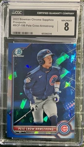 2022 BOWMAN CHROME SAPPHIRE PROPECTS CGC 8 PETE CROW ARMSTRONG BCP-198 - Picture 1 of 2