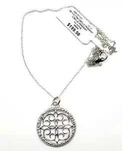 Vintage NWT New Sterling Silver Celtic Trinity Knot Diamond Pendant Necklace - Picture 1 of 4
