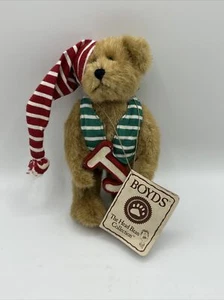 Boyd’s Bear 7 Zoll grün rote Streifen mit Buchstabe J Plüsch **LESEN** - Bild 1 von 7