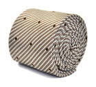 Frederick Thomas Designer Cotton Mens Tie - Light Brown - Striped Polka Dot