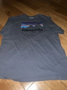 Patagonia Pocket T Shirt Classic Back Logo Spellout Gray Mens Medium Regular Fit - Picture 1 of 4