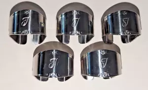 Lote de 5 servilleteros artesanales personalizados con monograma "J" de acero inoxidable Corea usados en excelente estado difícil de encontrar - Imagen 1 de 5