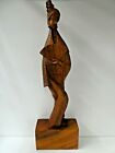Vintage Wooden Asian Carved Lady With Fan Geisha Princess Goddess