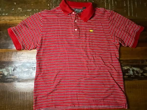 Camisa polo vintage Masters Collection Augusta de dos capas a rayas rojas mercerizadas L - Imagen 1 de 8