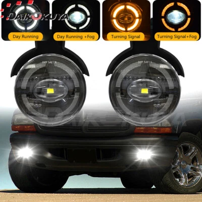For 1997-2000 Dodge Dakota/98-00 Durango Pickup Bumper Lamps LED Fog Lights+DRL - Image 1 of 4