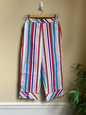 NWT Hanna Andersson High Waisted Rainbow Stripe Cropped Capri Pants 160 14-16 XS - Image 1 of 4