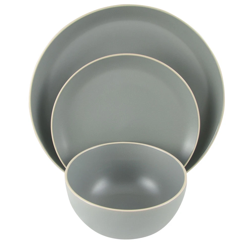 Gibson Home Rockaway 12 Piece Dinnerware Set in Grey