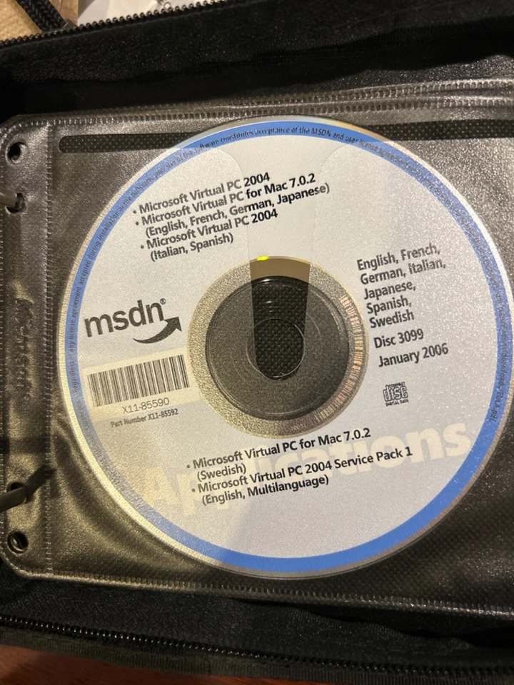 BRAND NEW MSDN  Microsoft Virtual PC 2004 for PC + MAC 7.0.2 Multi Languages CD - Image 1 of 4