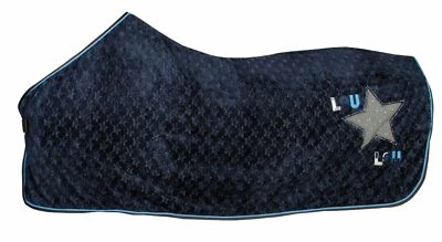 AKTION Weiche Abschwitzdecke Lou Lou Plüsch Dunkelblau mit Sternen Gr. 85 o. 110 - Bild 1 von 4