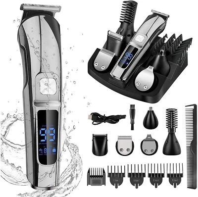 Cordless Body Hair Beard Clipper Trimmer Shaver Grooming Kit Mens Rechargeable