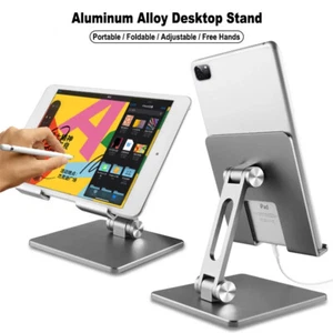 Metal Foldable Tablet Phone Holder Desk Stand For iPad Pro 12.9 11 10.9 Samsung - Picture 1 of 14