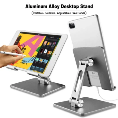Metal Foldable Tablet Phone Holder Desk Stand For iPad Pro 12.9 11 10.9 Samsung - Image 1 of 4