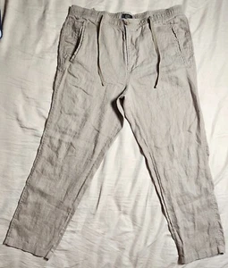 Club Room Luxury Beige Pant Drawstring Men's Chino 100% Linen Size XL - Picture 1 of 20