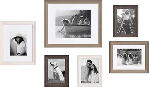 Bordeaux Gallery Frame Wall Kit, Set of 6 with Assorted Size Frames in 3 Differe - Picture 1 of 7