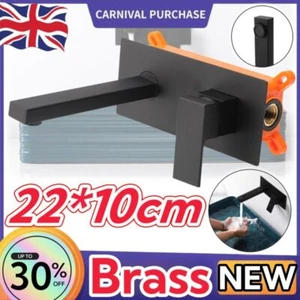 Bathroom Wall Mounted Waterfall Tap Bathtub Basin Sink Mixer Taps Black Faucet - Picture 1 of 10