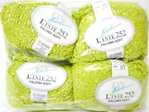 4 Skeins Lime Green LINIE 252 PALOMA SOFT Knitting Crochet Poly Blend Yarn 50G - Picture 1 of 1
