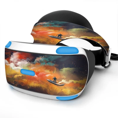 Envoltura de Recubrimiento para Sony Playstation PSVR Auriculares Naranja Rojo Azul Galaxy Boat Foto 1 de 2