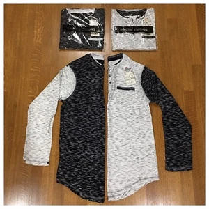 New Men's Long Sleeve Button Muscle Tee Henley T-shirt Casual Tops V Neck Shirts - Picture 1 of 10