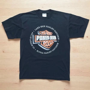 T-shirt vintage Y2K Lake Erie Harley Davidson Dog Gone Poker Run media nera - Foto 1 di 9