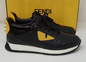 Fendi Shoes Mens Size 10 Black Yellow Monster Spike Made Italy Leather Low Top - Picture 1 of 11