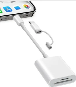 SD Card Reader for iPhone iPad, Dual Lightning & USB-C Connector Memory SD - Picture 1 of 2