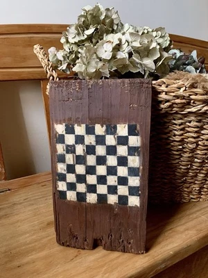 Folk Art Checkerboard on Old Wood Primitive Antique Gameboard Early American - Image 1 of 4