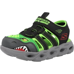 Skechers S Lights Thermo-Flash Kids Black Light-Up Sport Sandal Dinosaur Theme - Picture 1 of 8