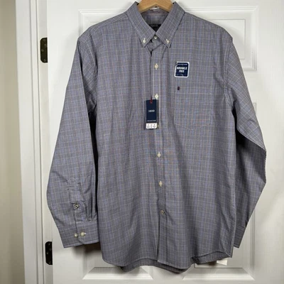 Izod Advantage Performance 蓝色格子纽扣衬衫 尺寸 XL 无皱纹 — 第 1/4 张图片