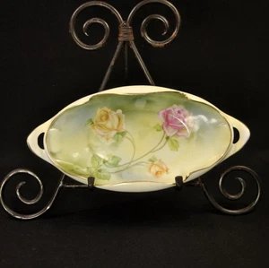 RS Germany Bowl w/Upturned Sides Pink Yellow Roses Leaves w/Gold 1910-1945 HTF - Picture 1 of 12