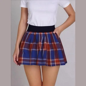 Hollister Y2K 90’s Tartan Red Blue Plaid Cotton Mini Skirt Size Small - Picture 1 of 10