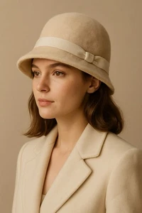 Sombrero de Angora Pierre Laulhère Vintage Años 70 Elegante Sombrero Cloche XS S - Imagen 1 de 7