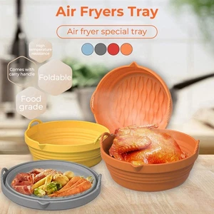 2 PCS Air Fryer Silicone Pot with Handle Reusable Silicone Air Fryer Tray stInp - Picture 1 of 18
