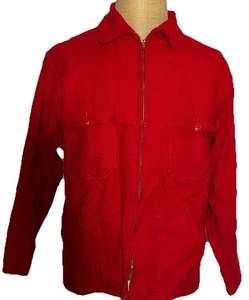 Vintage Woolrich Red Made USA Heavy L/S Button Up Shirt Jacket Men's SZ L - Picture 1 of 8