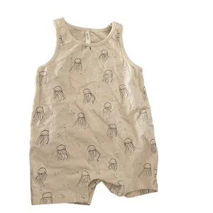 Rylee + Cru Baby Sleeveless Jellyfish Print Romper 6-12M Beige 100% Cotton - Picture 1 of 4