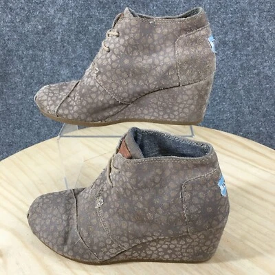 TOMS ботинки женщин 8,5 повседневный два глаза пустыни лодыжки ботинок серый замшевый на танкетке - Изображение 1 из 4