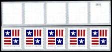 US Scott # 5756 Plate Coil Strip Of 5 Stamps With Coil # MNH, Patriotic Block