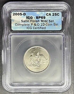 2005-D Satin California Quarter ICG SP-69, Buy 3 Items, Get $5 Off! - Image 1 of 2