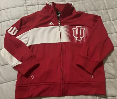 Adidas Youth Small Size 4 Red IU Indiana Logo Full Zip Sweatshirt Kids - Imagem 1 de 4