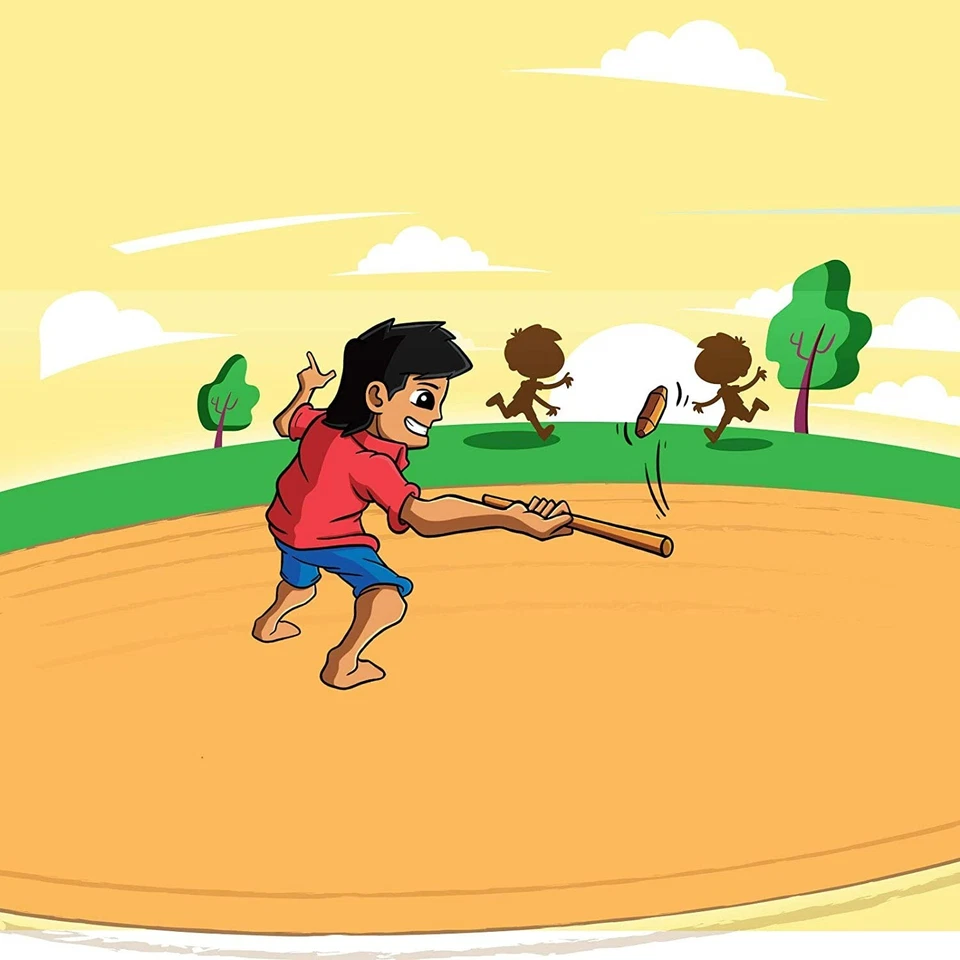 Traditional Outdoor Game of India Wooden Stick For Kids & Adults 2 Teams 8 Years - Image 1 of 4