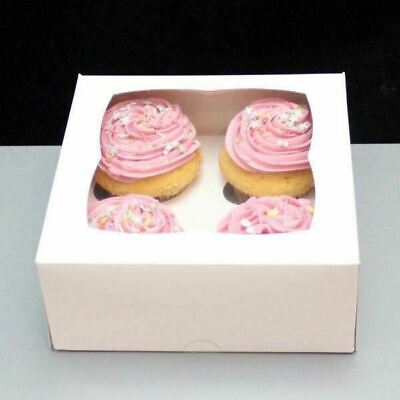 Cupcake Boxes 20PCS 4 Hole Window Display Cake Boxes Muffin Cases Patty Pans • 32.13$