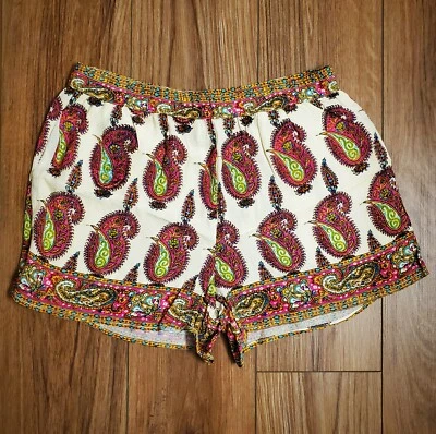 Pantalones Cortos Pull-on Anthropologie ETT:TWA Brillantes Floral Forrados en Cachemira Talla Pequeña Foto 1 de 4