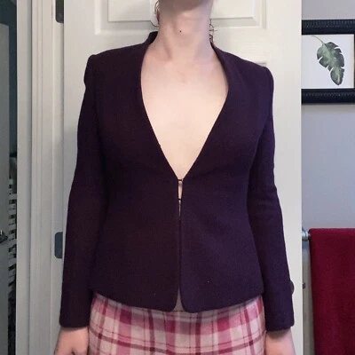 Chaqueta Blazer Escada Púrpura Top 36 o Pequeña Mediana RN 61891 CA 02575 RARA Foto 1 de 4