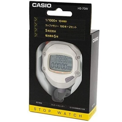 Cronómetro CASIO HS-70W-8JH Tiempo de Vuelta Dividido Medición Blanco Nuevo Foto 1 de 4