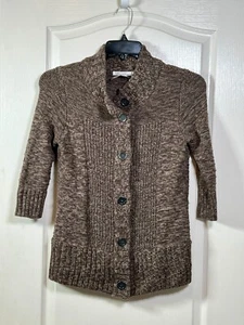 Kenneth Cole New York Chunky Knit Button Up Cardigan Sweater 3/4 Sleeve Size XS - Picture 1 of 9