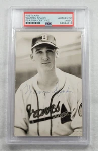 WARREN SPAHN Signed Real Photo Postcard-HALL OF FAME-MILWAUKEE BRAVES-PSA - Picture 1 of 5