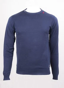 MAGLIA MARKUP IN FILO 100% COTONE BLU GIRO COLLO CON DETTAGLIO SUL COLLETTO - Foto 1 di 4