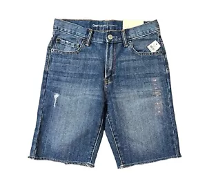 NWT GAP Kids High Rise Bermuda Shorts Size 14 Medium Wash Denim Distressed NEW - Picture 1 of 19