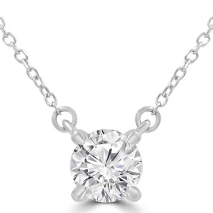 0.51 CT Round VS1 D Lab Created Diamond Necklace 14K White Gold - Picture 1 of 6