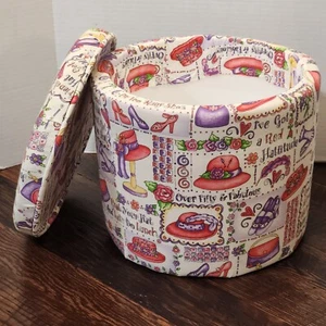 Hat Box Red & Purple Red Hat Society Custom Homemade Padded - Picture 1 of 10